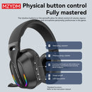 Headset gamer MZYDM B500 com Bluetooth 5.4, baixa latência, iluminação RGB e microfone integrado, ideal para jogos no PC com áudio imersivo e comunicação clara.