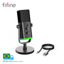 Microfone Dinâmico FIFINE USB/XLR com Controle RGB, Entrada para Fone de Ouvido e Botão Mute – Microfone para PC, Games, Gravação e Streaming – AmpliGame AM8