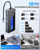 ORICO M.2 SSD Enclosure USB C Hub Splitter PD100W Extension Docking Station 10Gbps M2 NVMe SATA External Case 4K 60Hz HDMI-Com