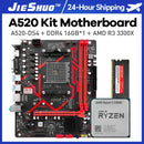 Kit Placa-Mãe JIESHUO A520M com Processador Ryzen AM4, Suporte a Memória DDR4 Dual Channel 3200MHz, Compatível com Cooler, Slot M.2 NVMe, 4× SATA 3.0 e Windows 11