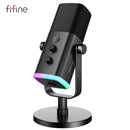 Microfone Dinâmico FIFINE USB/XLR com Controle RGB, Entrada para Fone de Ouvido e Botão Mute – Microfone para PC, Games, Gravação e Streaming – AmpliGame AM8