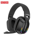 Headset gamer MZYDM B500 com Bluetooth 5.4, baixa latência, iluminação RGB e microfone integrado, ideal para jogos no PC com áudio imersivo e comunicação clara.