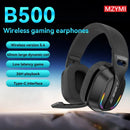 Headset gamer MZYDM B500 com Bluetooth 5.4, baixa latência, iluminação RGB e microfone integrado, ideal para jogos no PC com áudio imersivo e comunicação clara.
